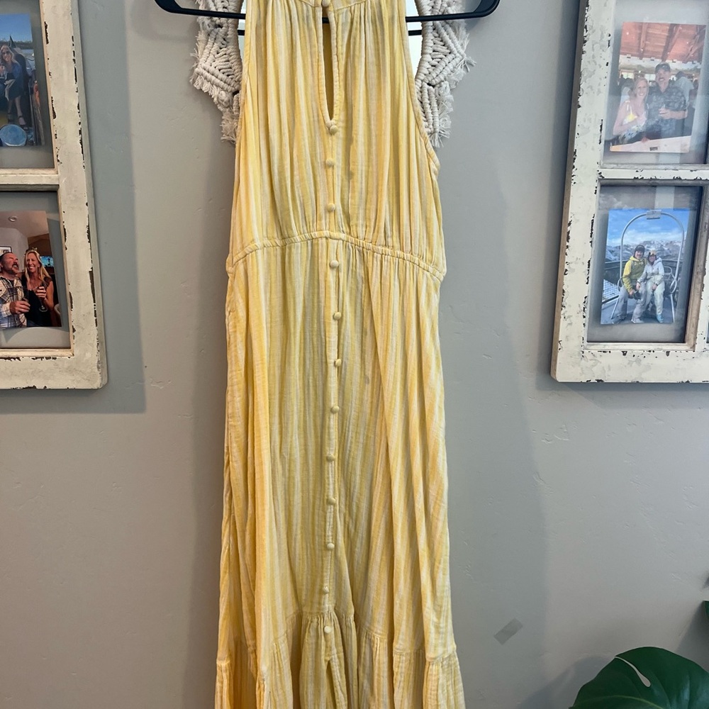 Yellow Striped Button-Down Dress
